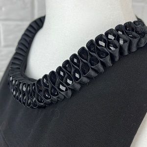 MANGO Shift black dress with beaded neckline and pockets size XS